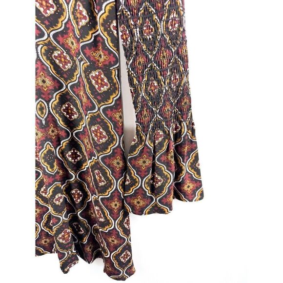 A.L.C. Alexa Smocked Printed 6 Silk Mini Dress Long Bell Sleeve - Picture 8 of 9